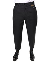 Pantalon-robe en coton noir à couronne Dolce &amp; Gabbana