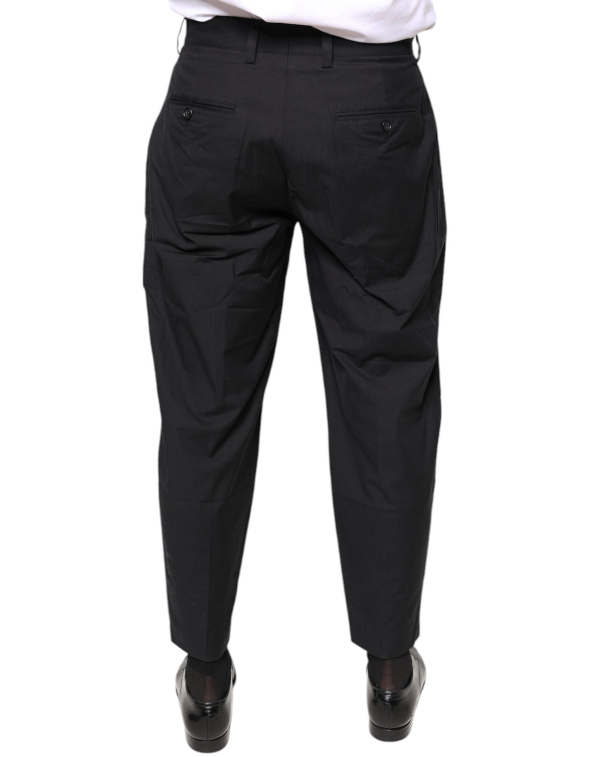 Pantalon-robe en coton noir à couronne Dolce &amp; Gabbana