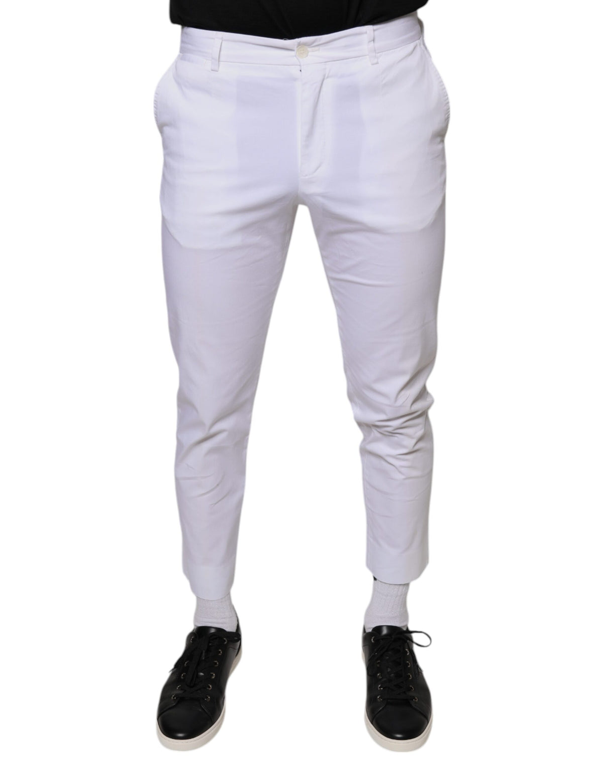 Pantalon-jupette skinny en coton blanc Dolce &amp; Gabbana