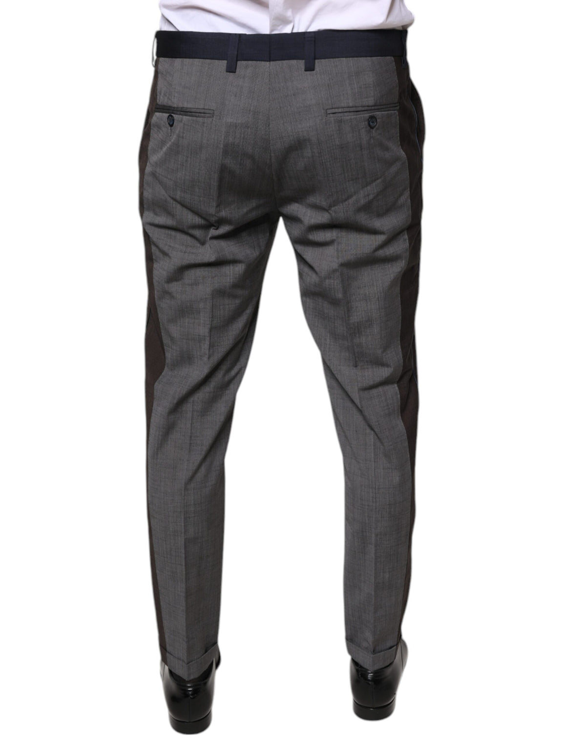 Pantalon tailleur noir en laine et coton Dolce &amp; Gabbana