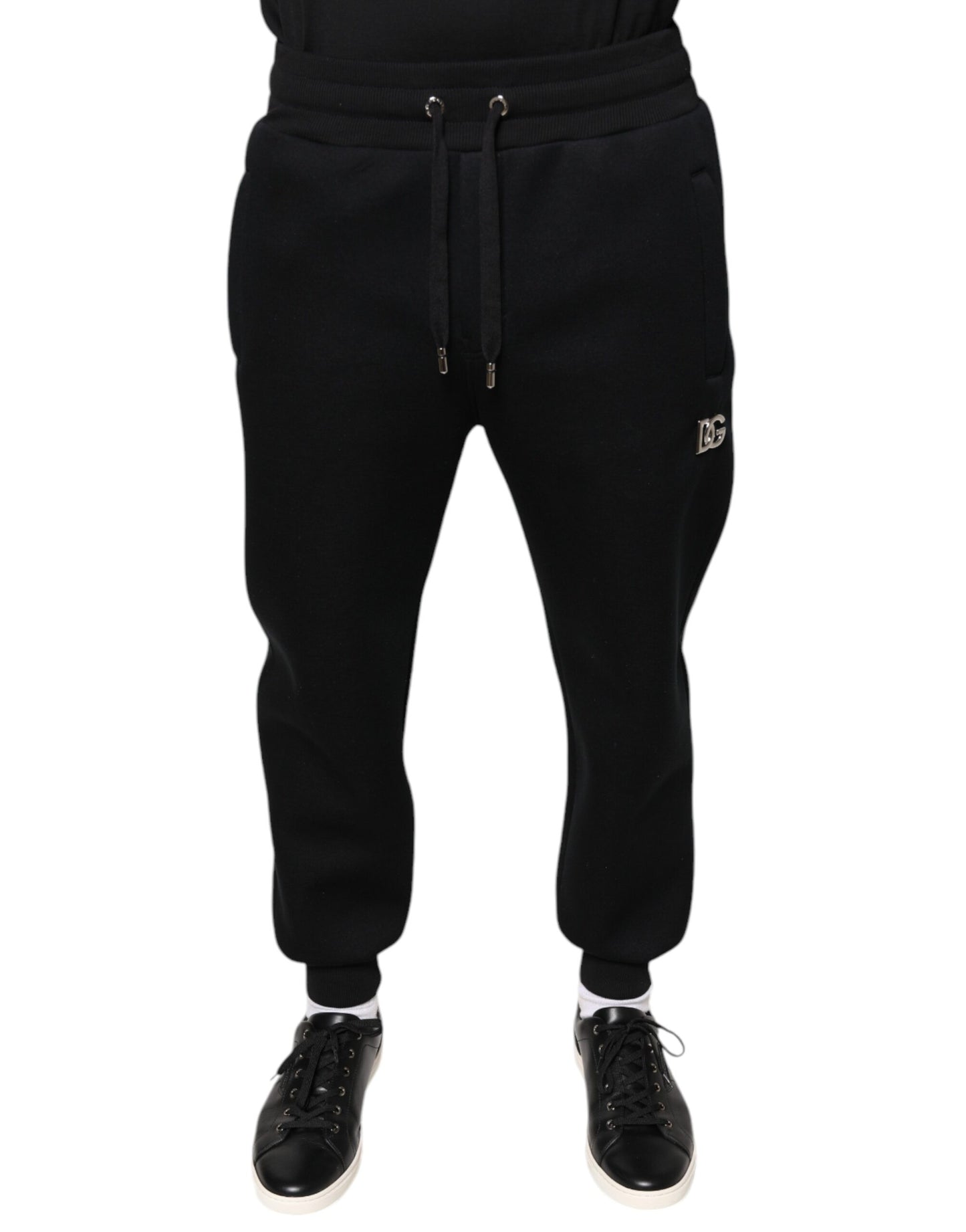 Dolce &amp; Gabbana Zwarte Modal DG Logo Joggingbroek Heren Sweatbroek Broek