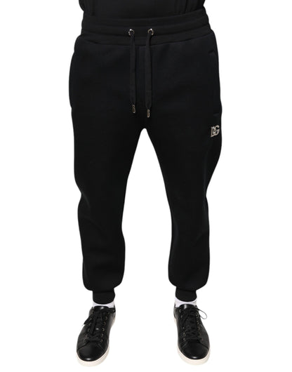 Dolce &amp; Gabbana Zwarte Modal DG Logo Joggingbroek Heren Sweatbroek Broek