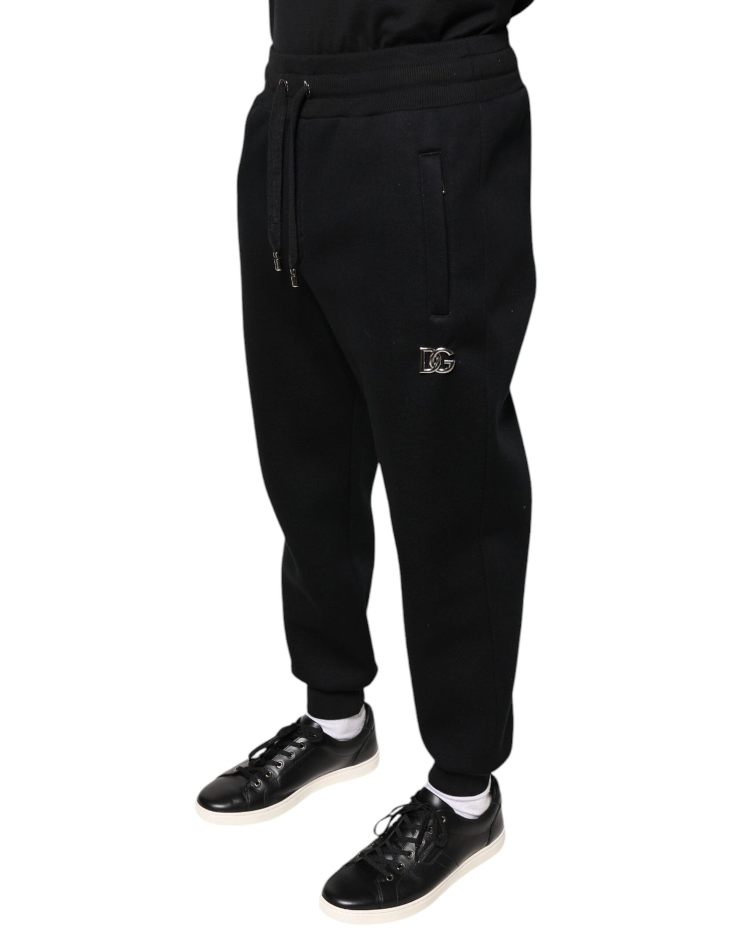 Dolce &amp; Gabbana Zwarte Modal DG Logo Joggingbroek Heren Sweatbroek Broek