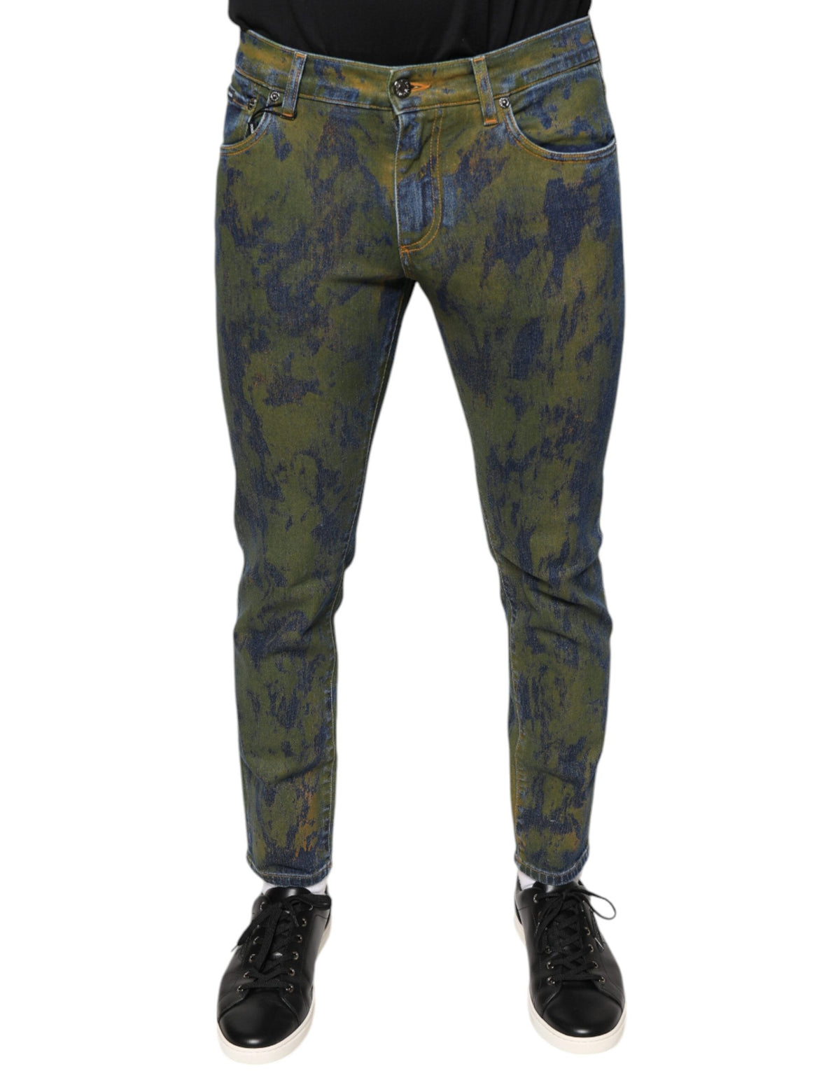 Jeans en jean slim pour homme en coton bleu teinté de Dolce &amp; Gabbana