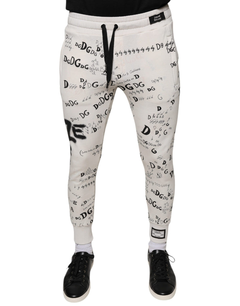 Pantalon de jogging en coton blanc imprimé Dolce &amp; Gabbana