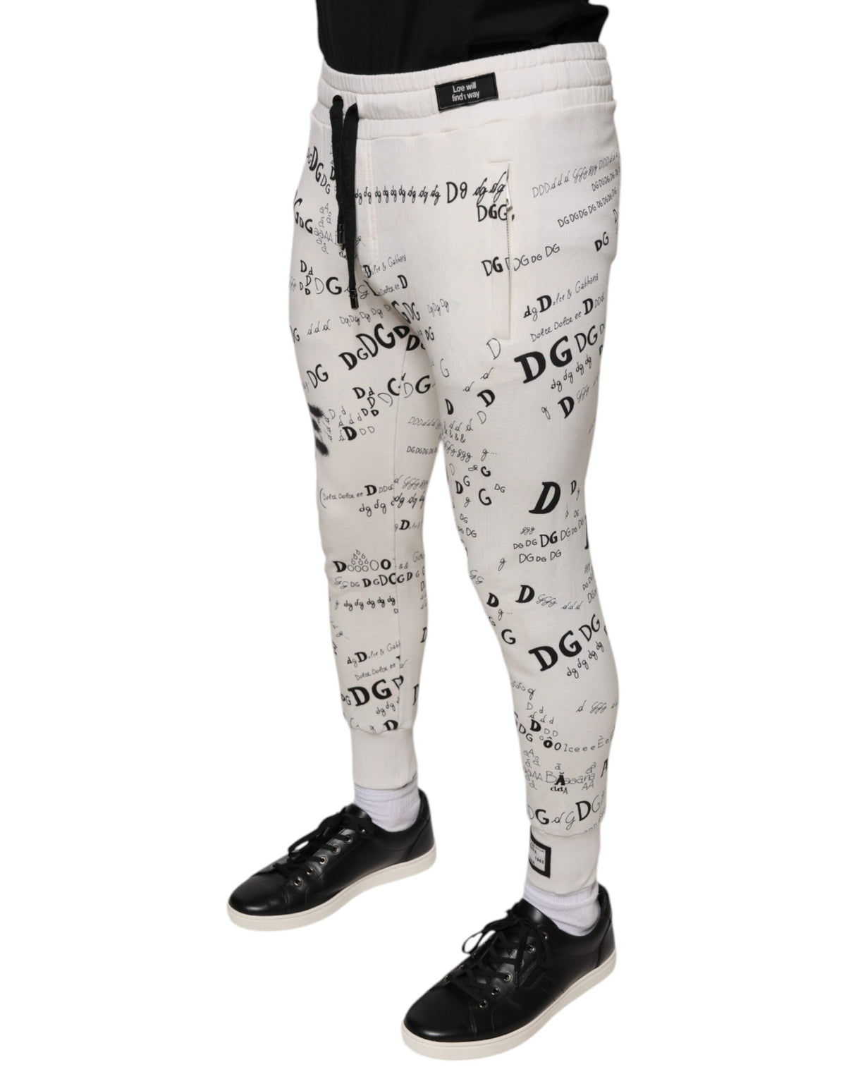 Pantalon de jogging en coton blanc imprimé Dolce &amp; Gabbana