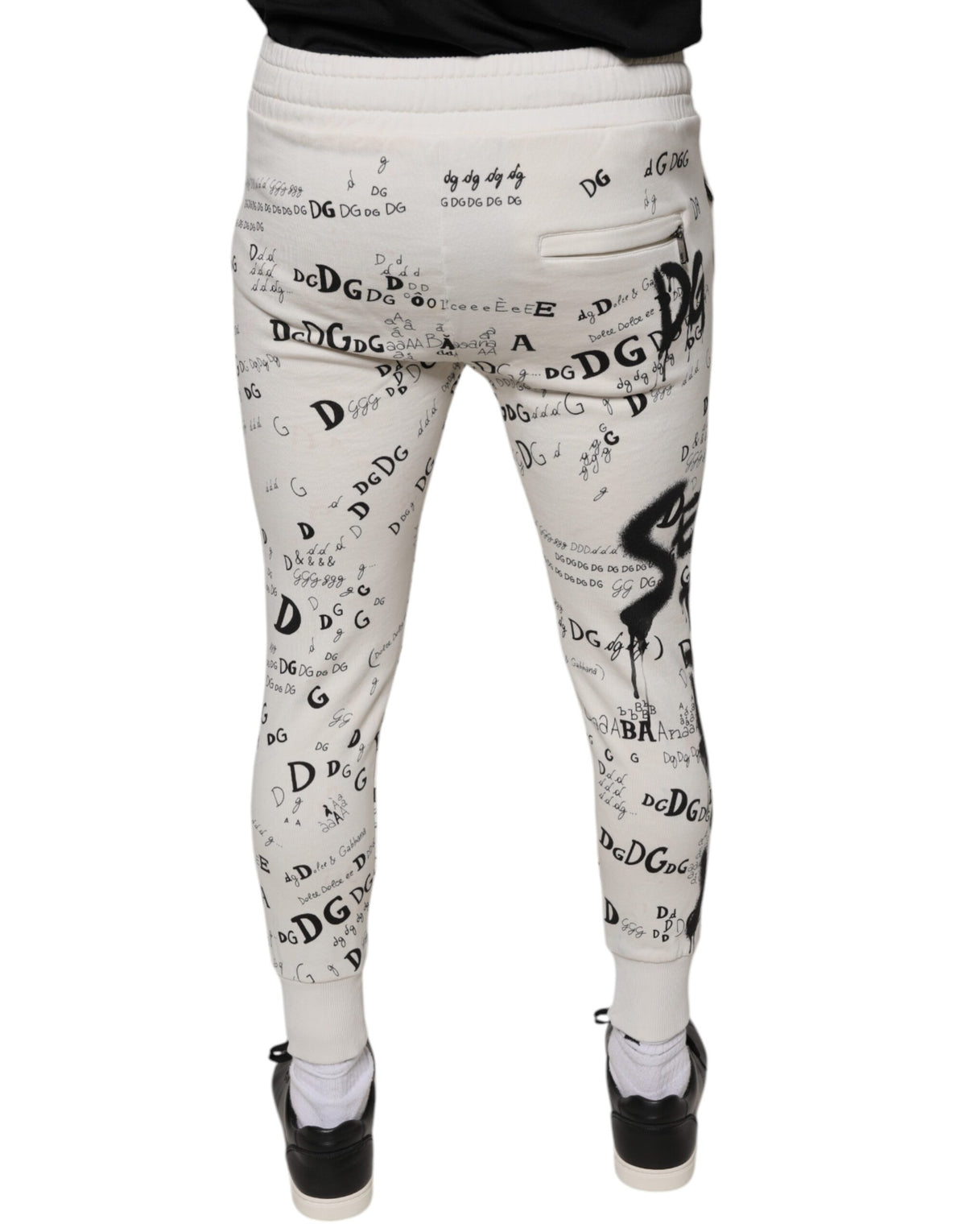 Pantalon de jogging en coton blanc imprimé Dolce &amp; Gabbana