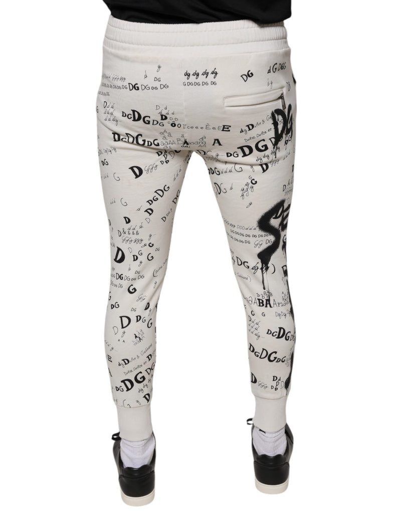 Pantalon de jogging en coton blanc imprimé Dolce &amp; Gabbana