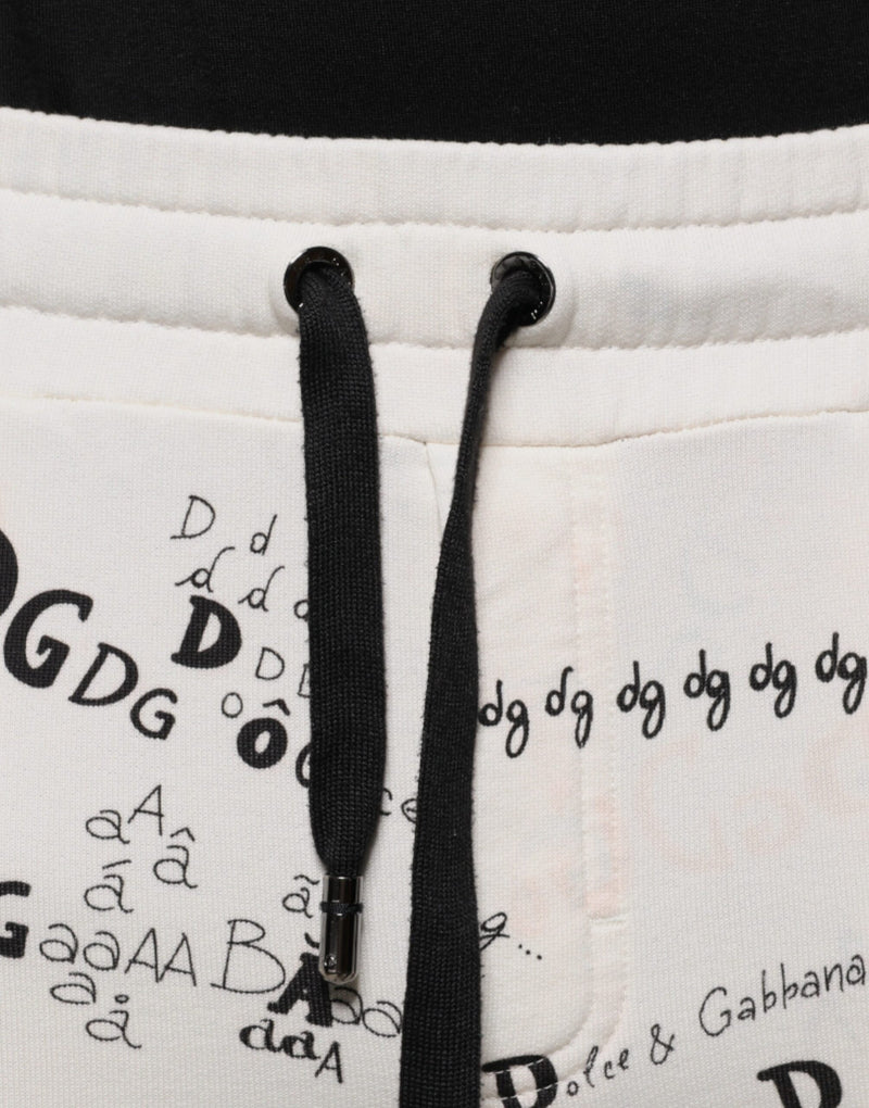 Pantalon de jogging en coton blanc imprimé Dolce &amp; Gabbana