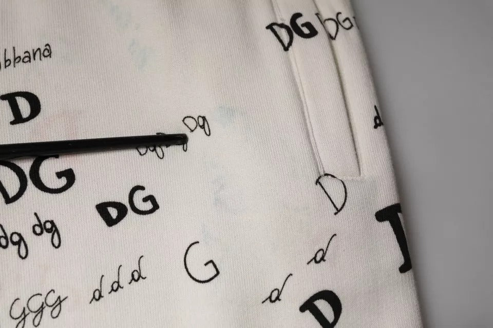 Pantalon de jogging en coton blanc imprimé Dolce &amp; Gabbana