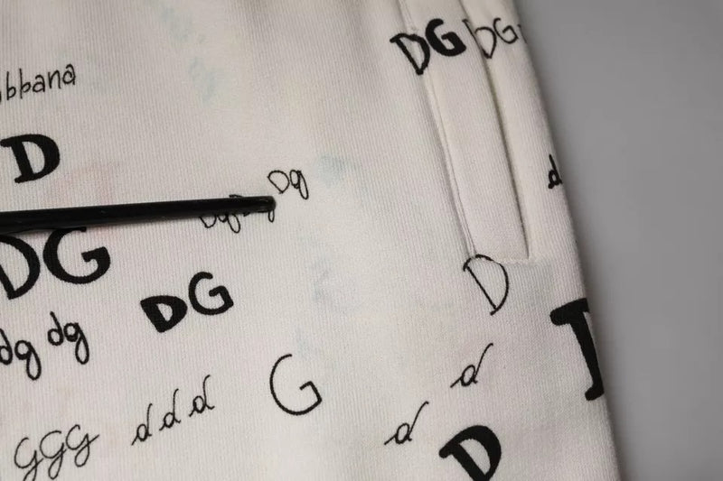 Pantalon de jogging en coton blanc imprimé Dolce &amp; Gabbana