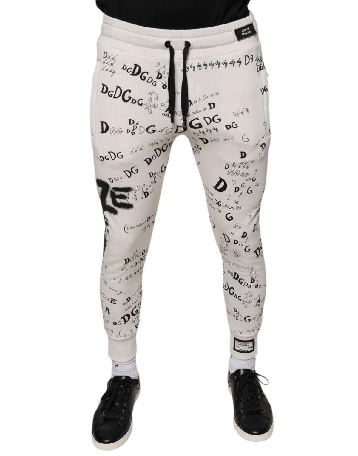 Pantalon de jogging en coton blanc imprimé Dolce &amp; Gabbana
