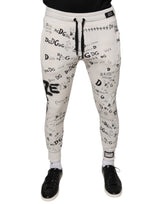 Pantalon de jogging en coton blanc imprimé Dolce &amp; Gabbana