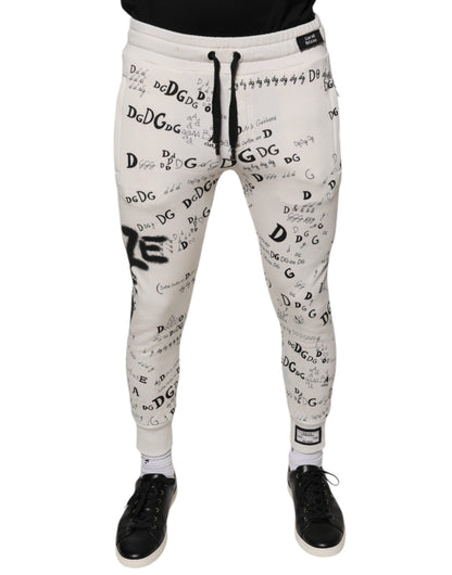 Pantalon de jogging en coton blanc imprimé Dolce &amp; Gabbana