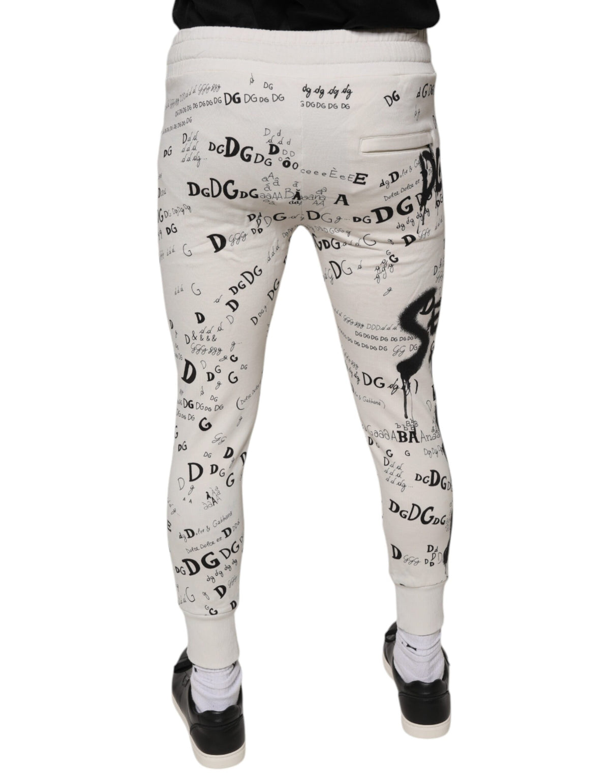 Pantalon de jogging en coton blanc imprimé Dolce &amp; Gabbana