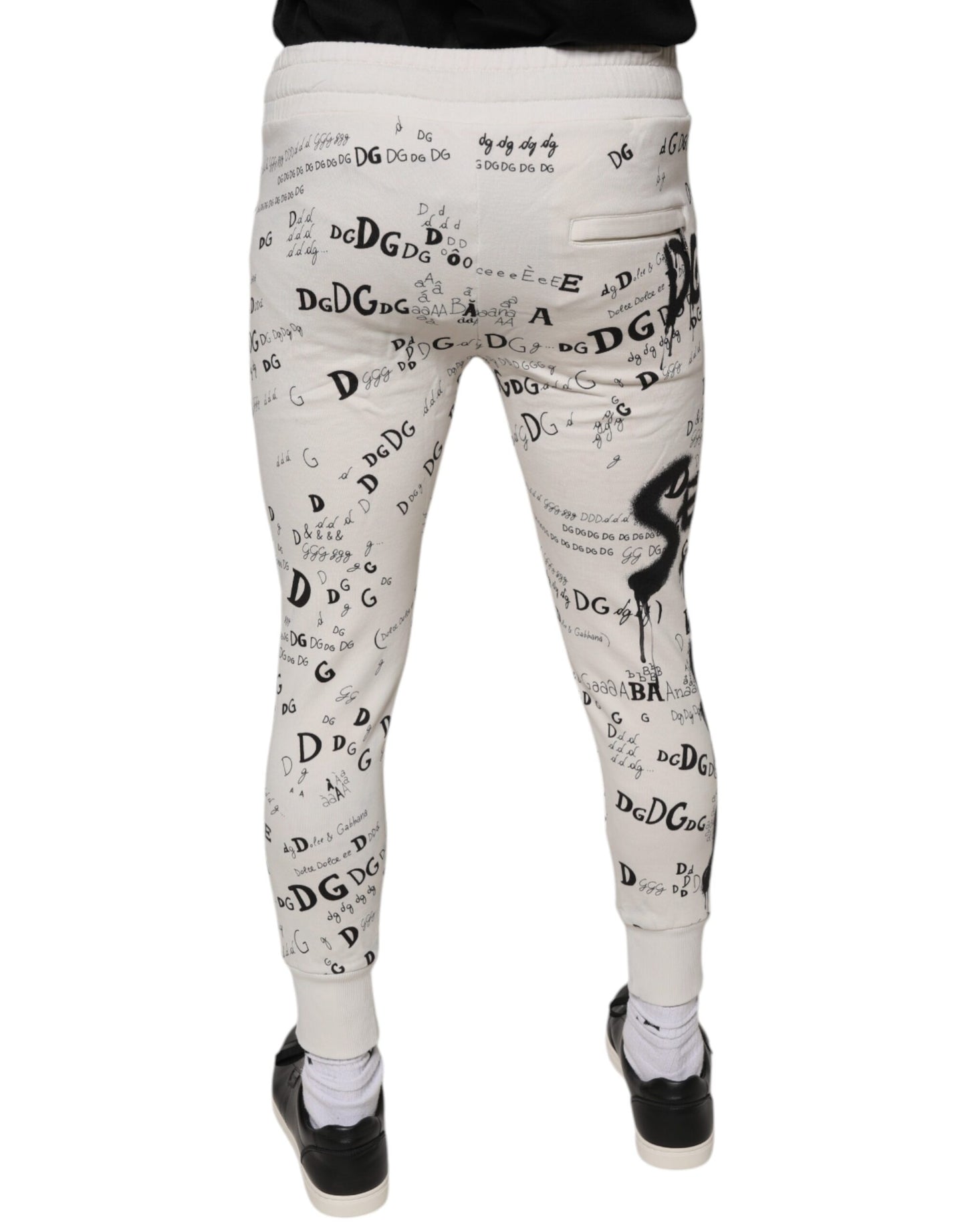 Pantalon de jogging en coton blanc imprimé Dolce &amp; Gabbana