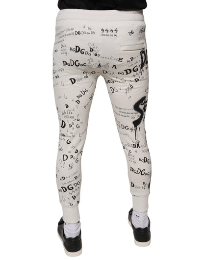 Pantalon de jogging en coton blanc imprimé Dolce &amp; Gabbana