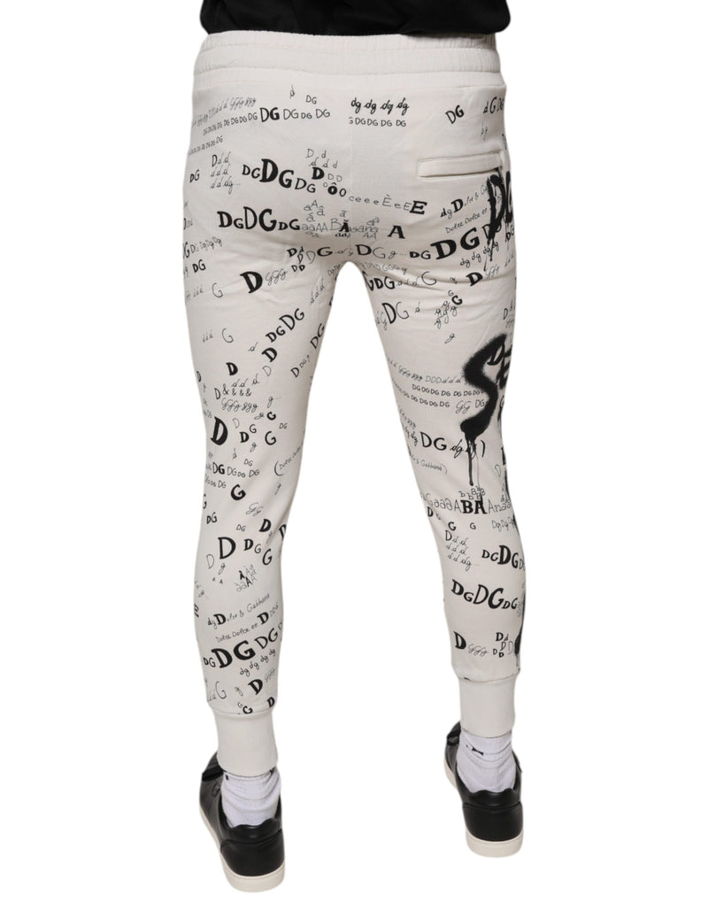 Pantalon de jogging en coton blanc imprimé Dolce &amp; Gabbana