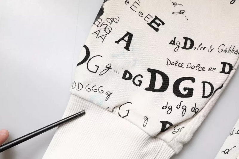 Pantalon de jogging en coton blanc imprimé Dolce &amp; Gabbana