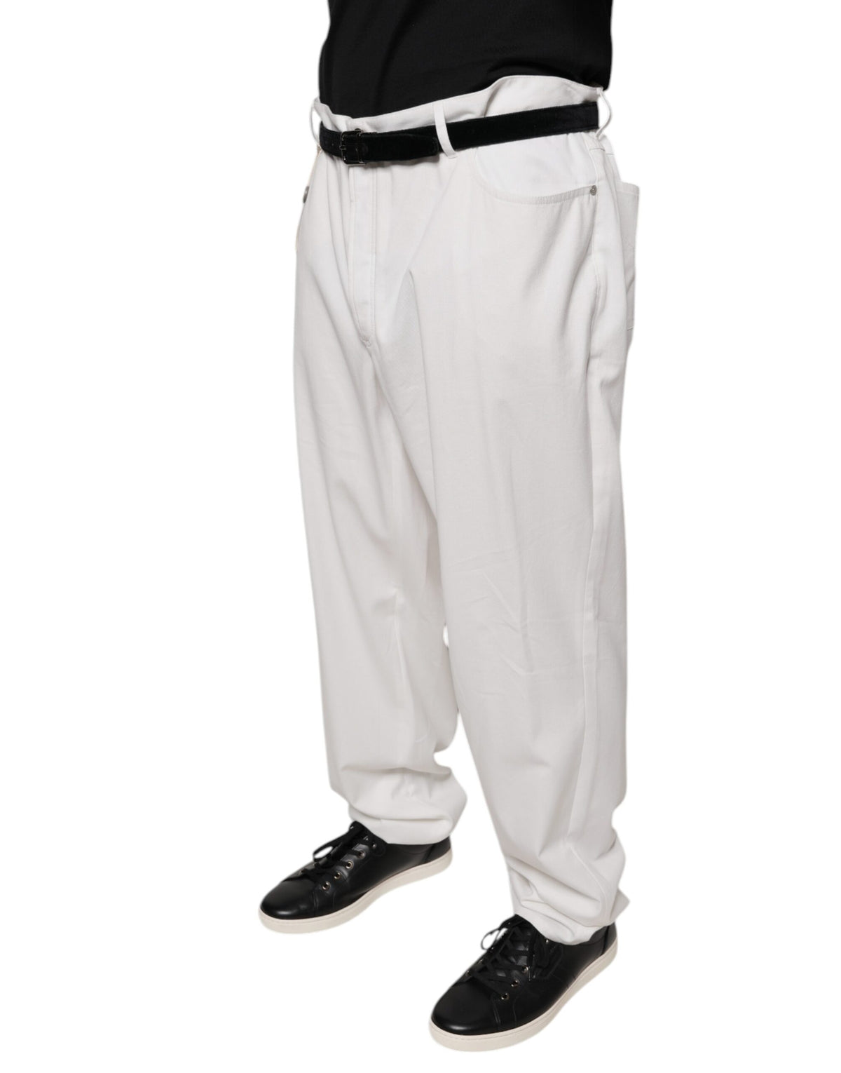 Pantalon tailleur pour homme en coton blanc Brunello Cucinelli