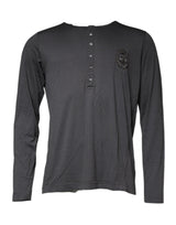 Pull en tricot gris brodé d'abeilles et de couronne de Dolce &amp; Gabbana