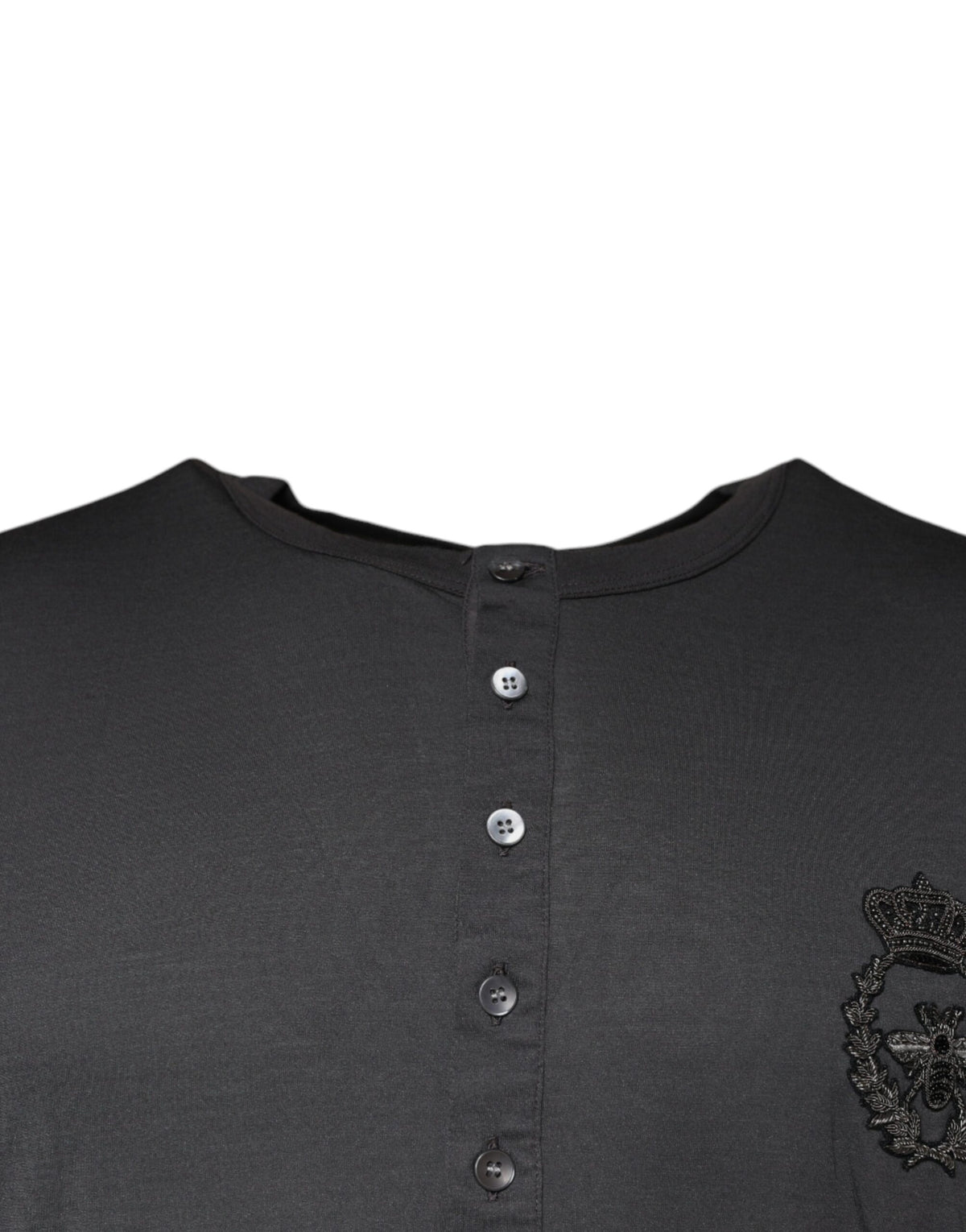 Pull en tricot gris brodé d'abeilles et de couronne de Dolce &amp; Gabbana
