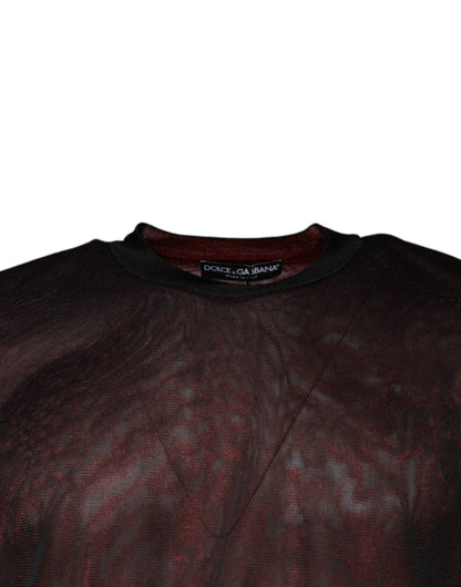 Dolce &amp; Gabbana Maroon Crew Neck Pullover Sweater van Polyester