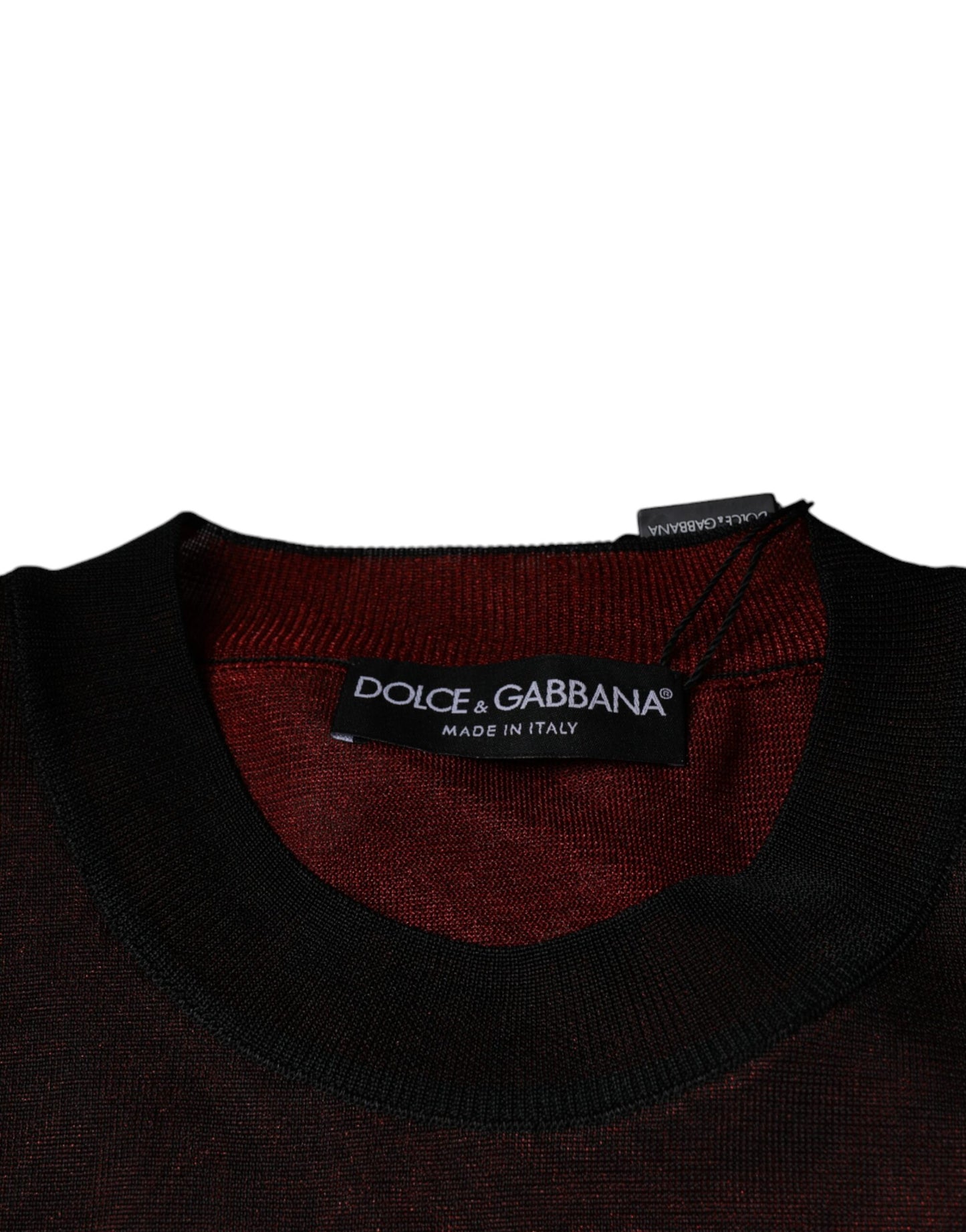 Dolce &amp; Gabbana Maroon Crew Neck Pullover Sweater van Polyester