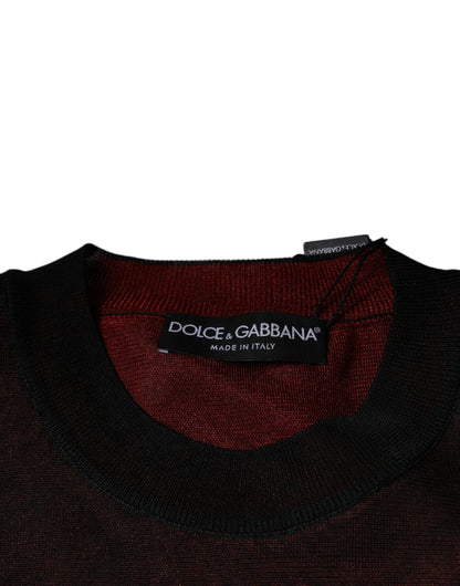 Dolce &amp; Gabbana Maroon Crew Neck Pullover Sweater van Polyester