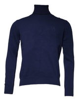Pull en laine bleu à col montant en jersey de Dolce &amp; Gabbana