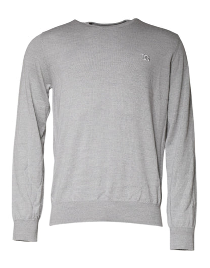 Pull en laine à col rond gris clair de Dolce &amp; Gabbana