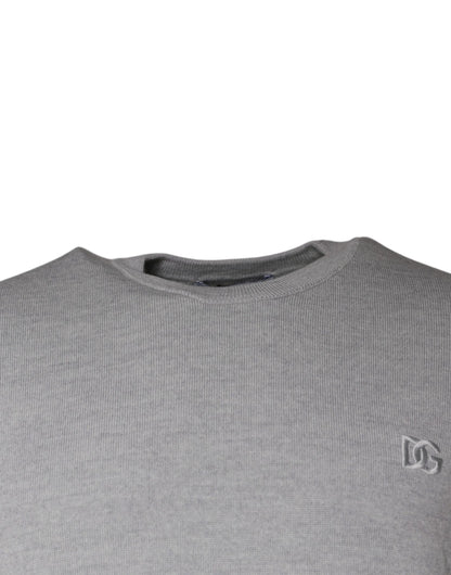 Pull en laine à col rond gris clair de Dolce &amp; Gabbana