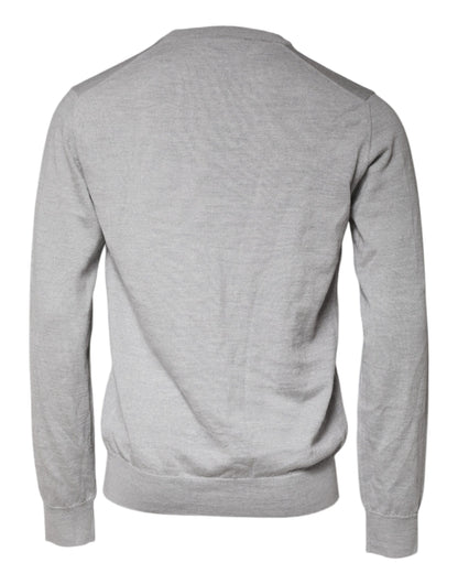 Pull en laine à col rond gris clair de Dolce &amp; Gabbana