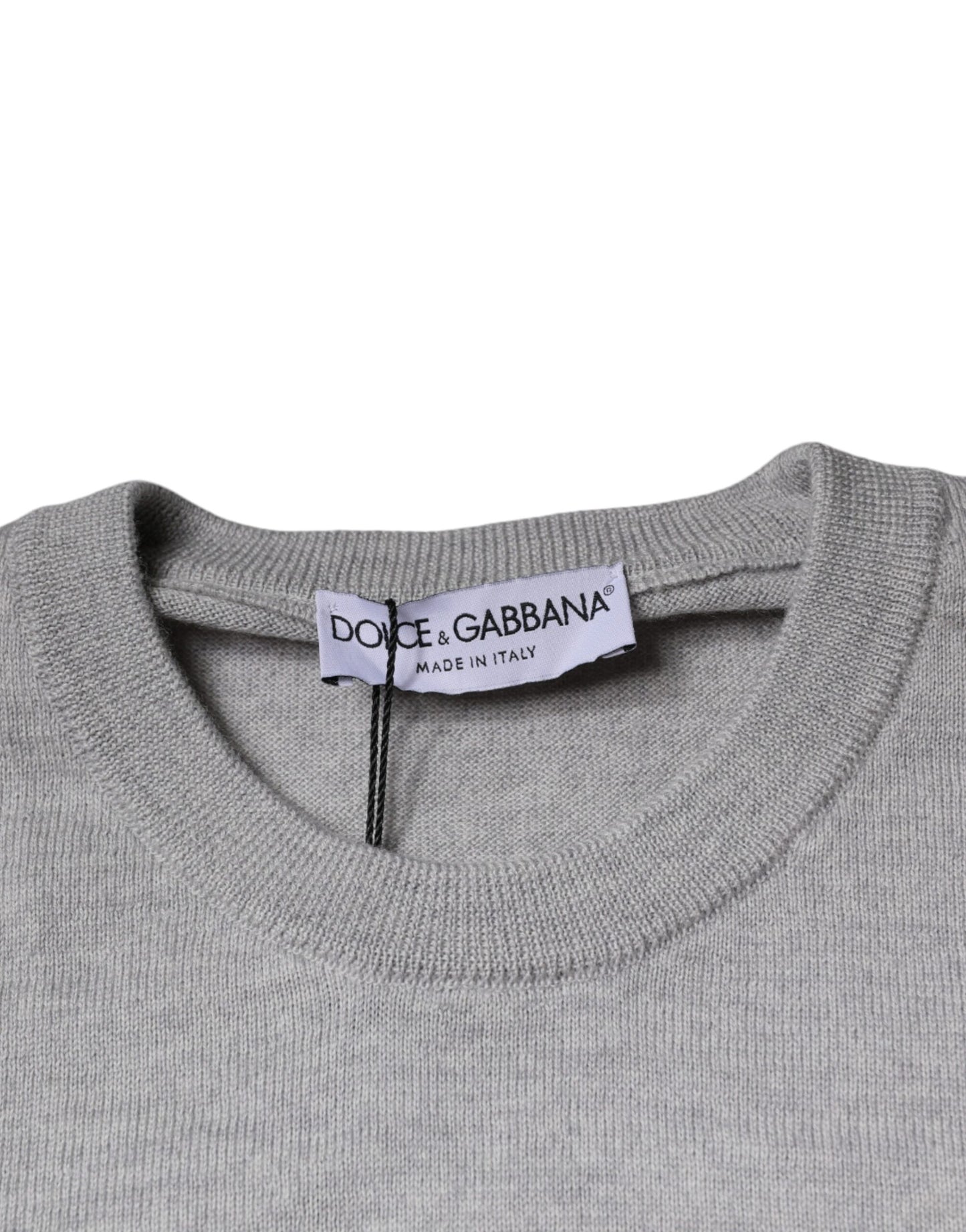 Pull en laine à col rond gris clair de Dolce &amp; Gabbana