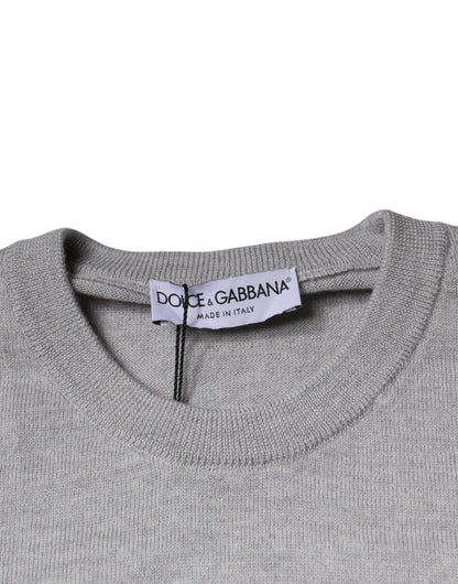 Pull en laine à col rond gris clair de Dolce &amp; Gabbana