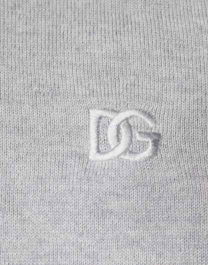 Pull en laine à col rond gris clair de Dolce &amp; Gabbana