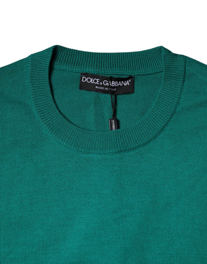 Dolce &amp; Gabbana groene wollen gebreide trui met ronde hals.