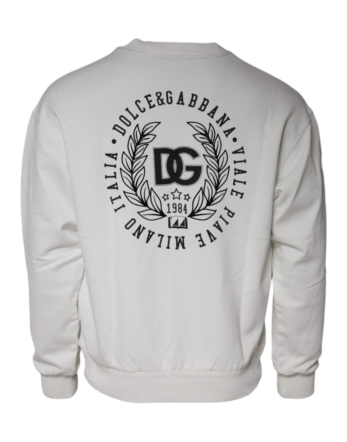 Pull en coton à col rond blanc avec logo Dolce &amp; Gabbana