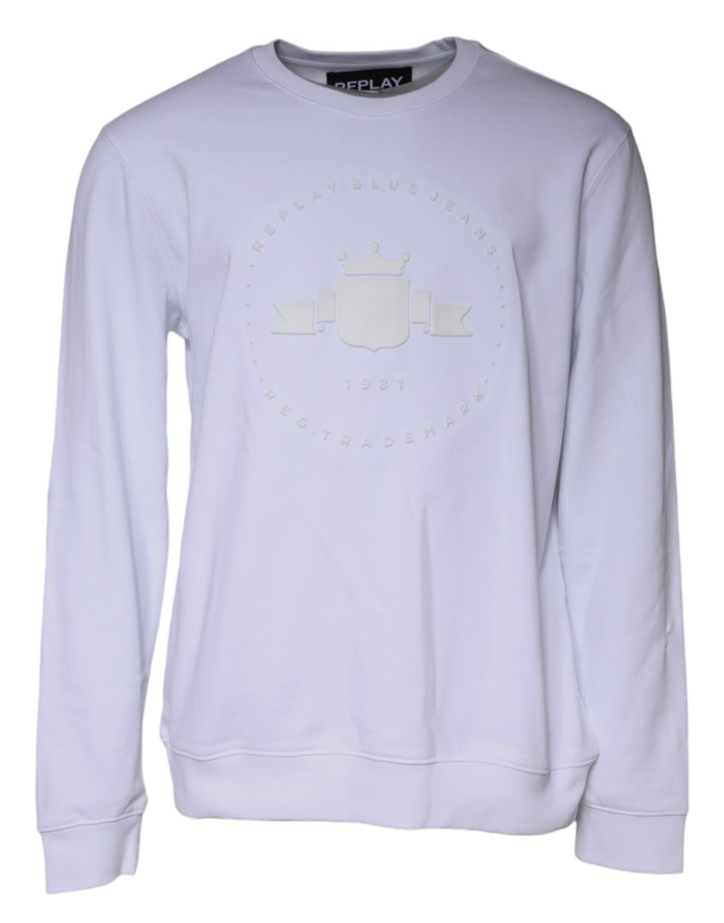 Pull en coton pour homme Replay, col rond, logo blanc en relief.