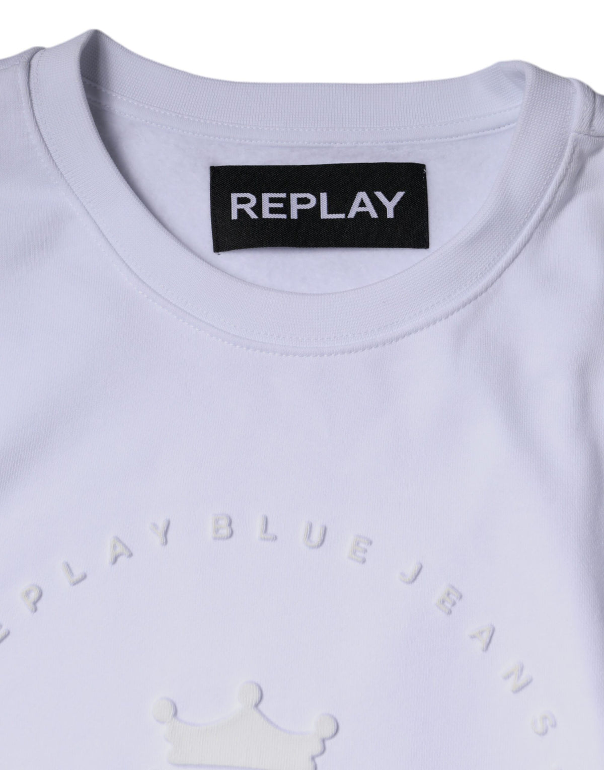 Pull en coton pour homme Replay, col rond, logo blanc en relief.