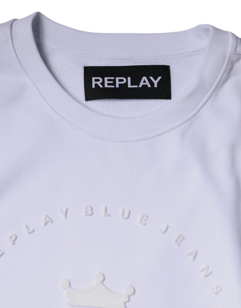 Pull en coton pour homme Replay, col rond, logo blanc en relief.