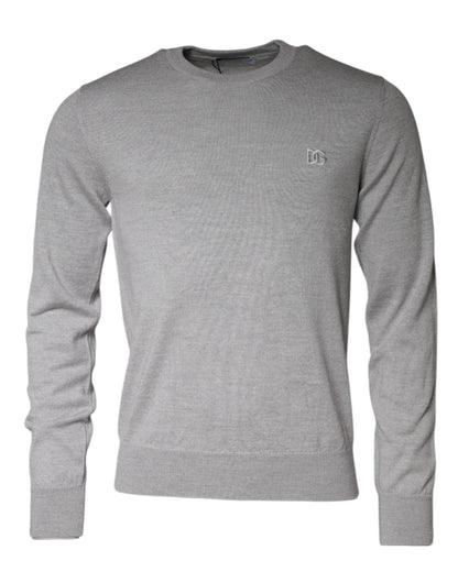 Pull en laine à col rond gris clair de Dolce &amp; Gabbana
