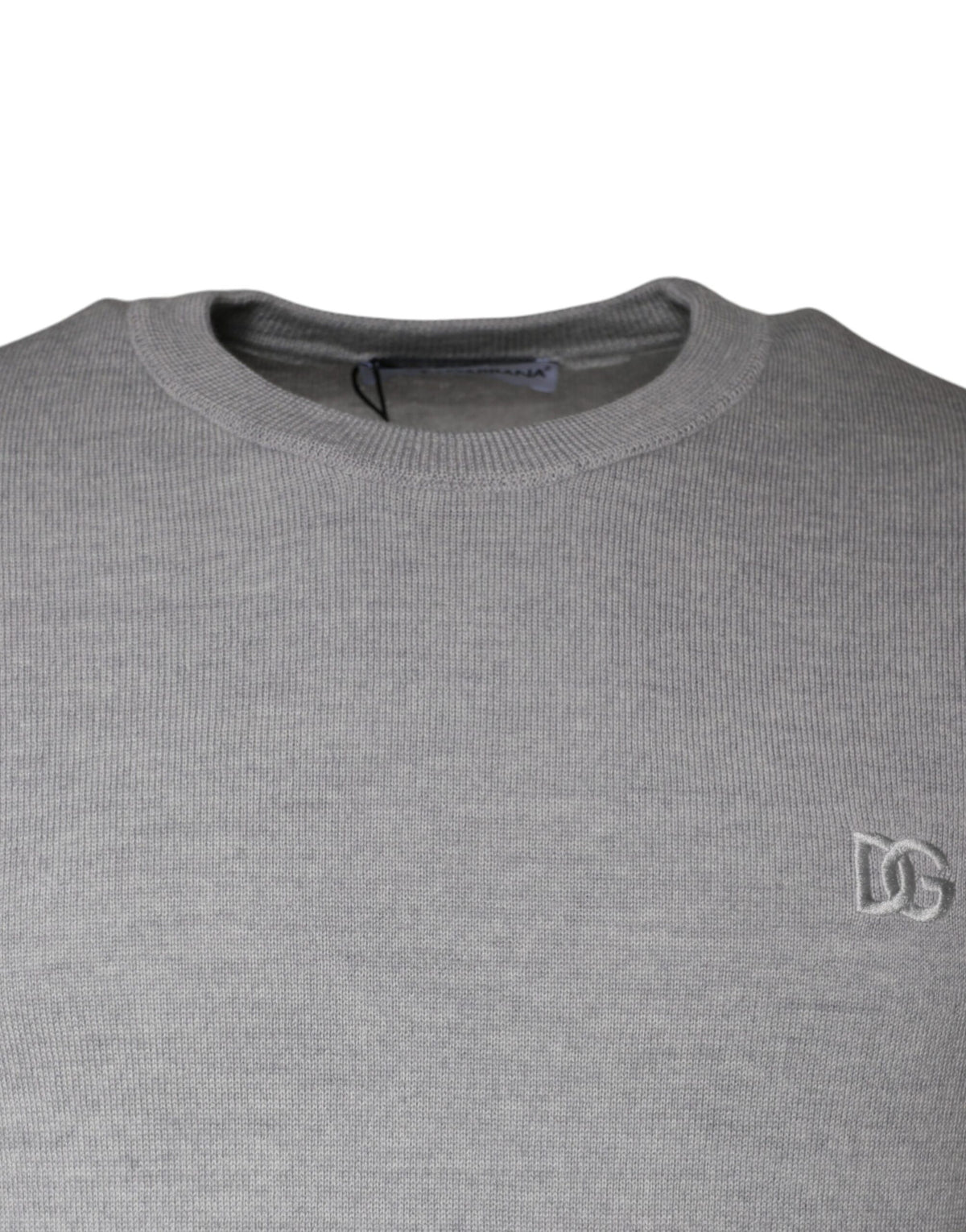 Pull en laine à col rond gris clair de Dolce &amp; Gabbana