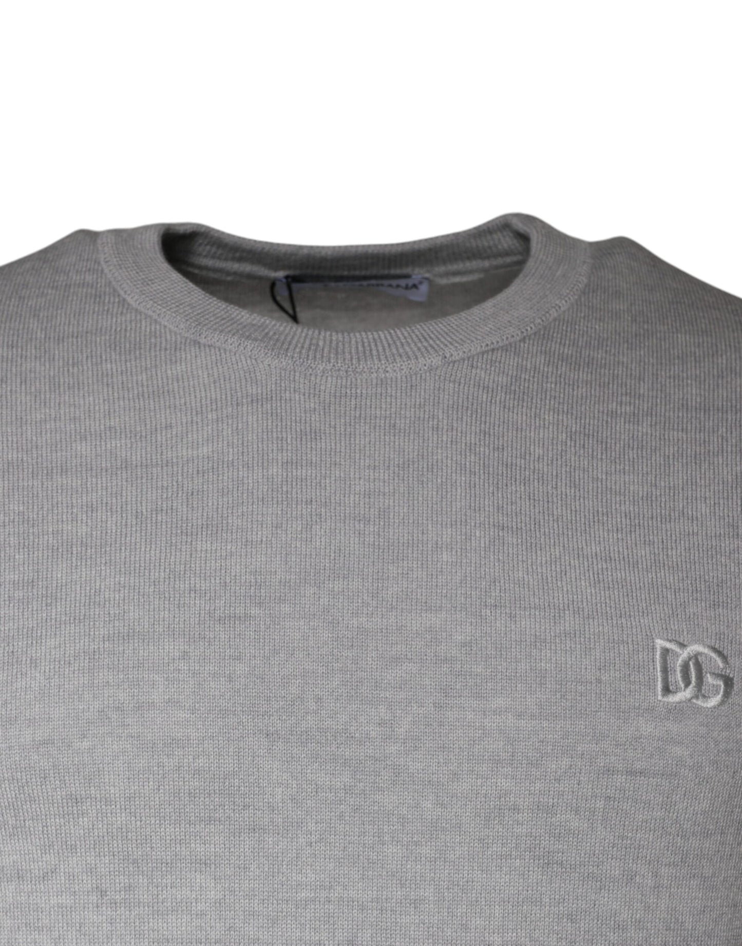 Pull en laine à col rond gris clair de Dolce &amp; Gabbana