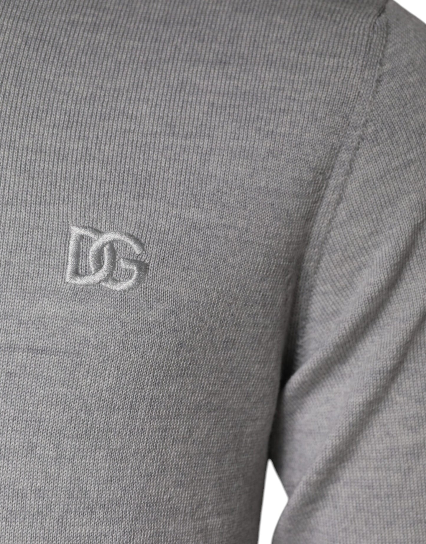 Pull en laine à col rond gris clair de Dolce &amp; Gabbana