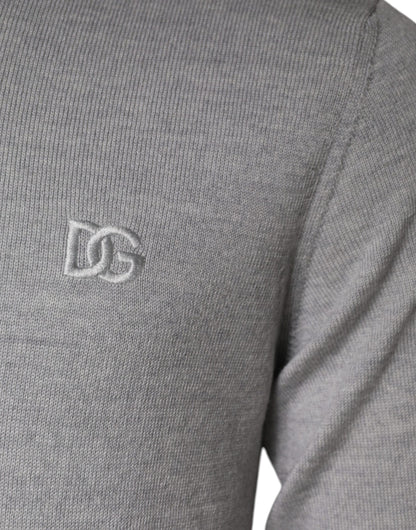 Pull en laine à col rond gris clair de Dolce &amp; Gabbana