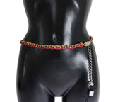 Ceinture en cuir rouge et jaune avec cristaux Dolce &amp; Gabbana