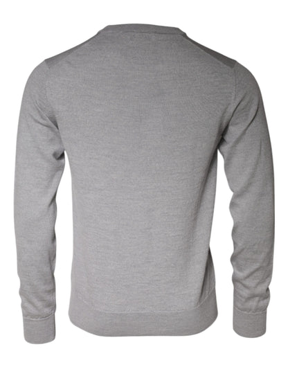 Pull en laine à col rond gris clair de Dolce &amp; Gabbana