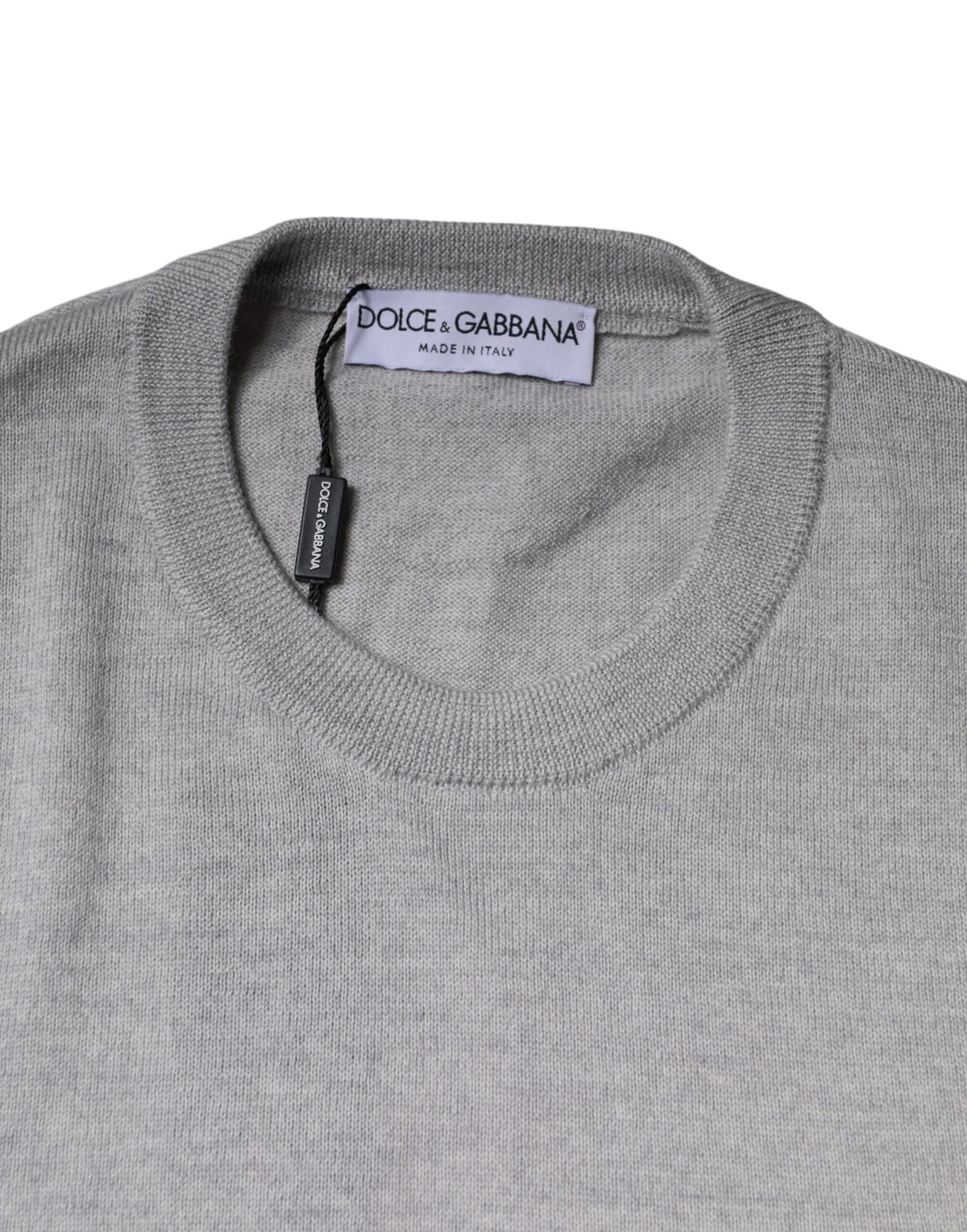 Pull en laine à col rond gris clair de Dolce &amp; Gabbana