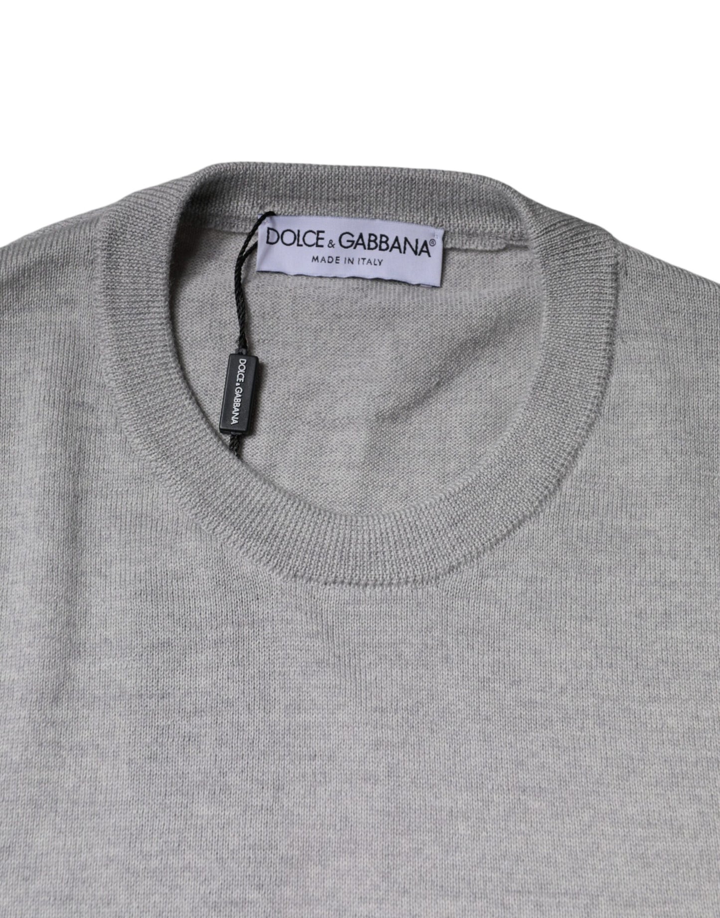 Pull en laine à col rond gris clair de Dolce &amp; Gabbana